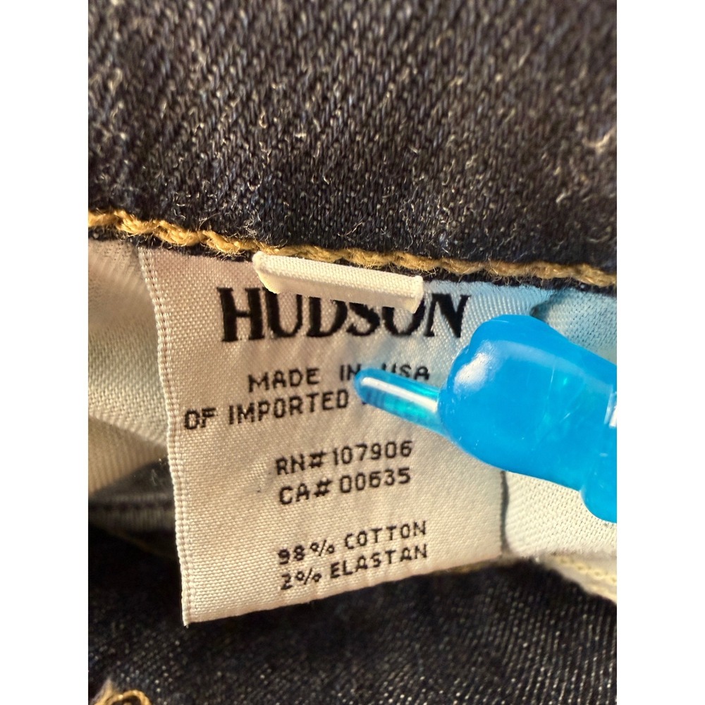 Hudson Crop Muse Skinny Factory Distressed with 5" Cuff Size 28 Dark Wash Jeans - Picture 10 of 14